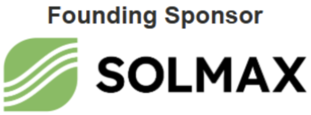 Text "Founding Sponsor" above the logo of Solmax, featuring green icon with curved lines and bold black lettering.